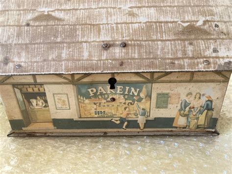 parein metal box vintage|1940s Parein Biscuits Tin, Moneybank Farmhouse, .